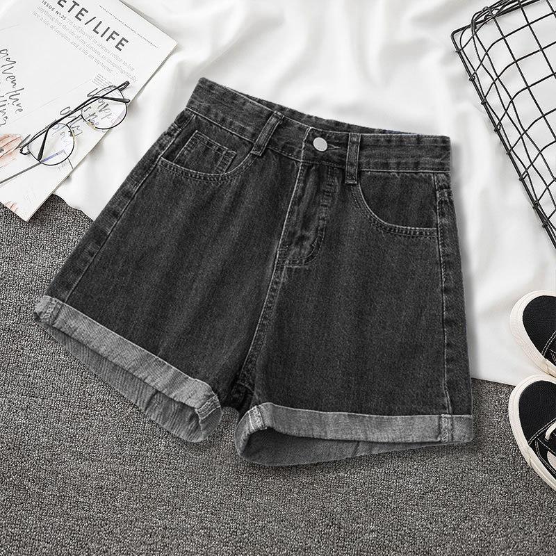 Women's High-Waisted Loose Fit Wide-Leg Denim Shorts