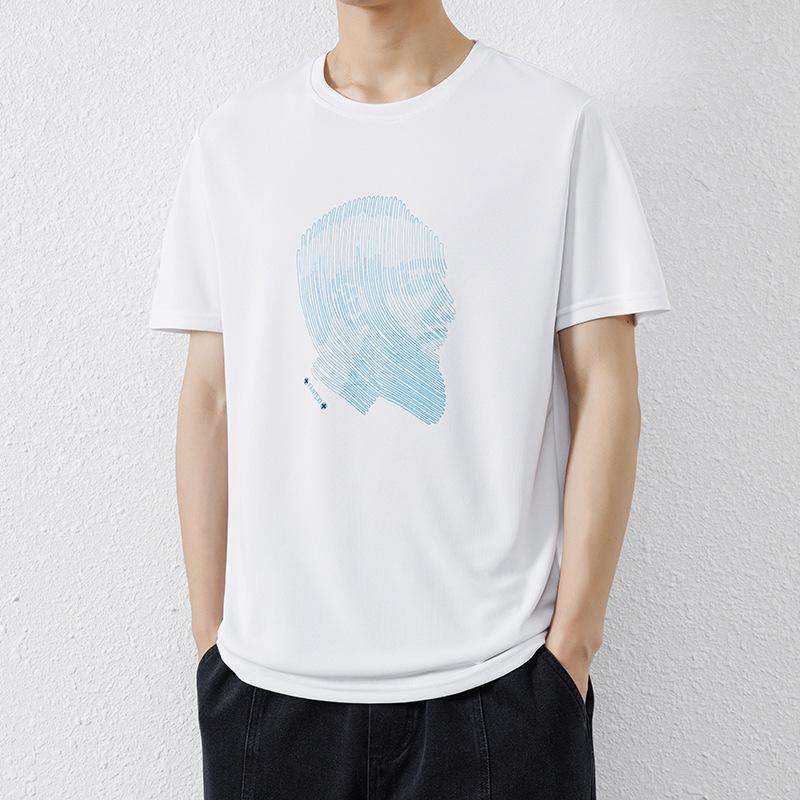 Мужская футболка с коротким рукавом из ледяного шелка быстросохнущая летняя сетчатая дышащая спортивно-повседневная летний прохладный топ 4XL 2169₽