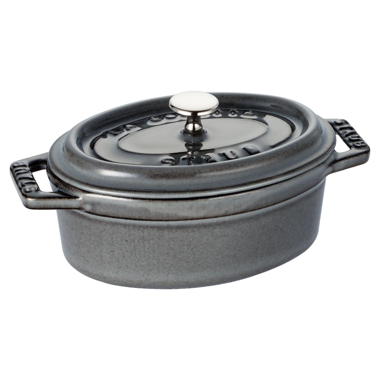 Staub Pico Cocotte Oval Gray Cast Iron Enamel Pot with Handles for Waterless Cooking Japanese La Cocotte Oval  Mini 11cm  [Official Retailer]