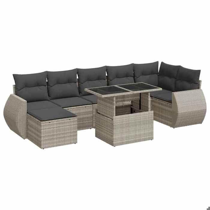 VidaXL Salon de jardin 8 pcs avec coussins gris clair résine tressée 3326683