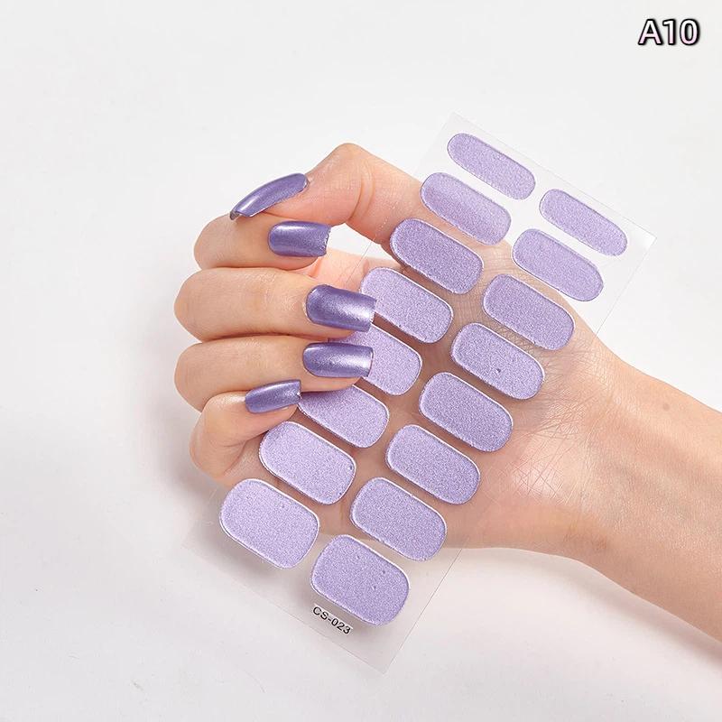 16 Piezas/Hoja Uñas Color Sólido Simple Ultradelgadas Impermeables Pegatinas para Uñas Firmes No Fáciles de Caer Larga Duración Extensión Arte de Uñas