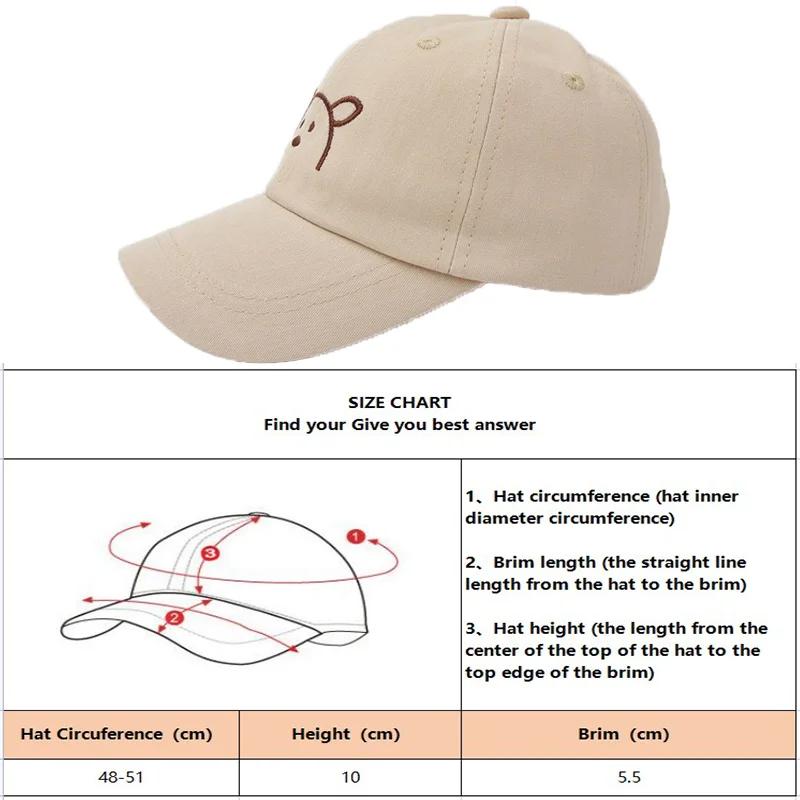 1Pc Children Solid Color Baseball Cap Baby Sun Hats Kids Cotton Breathable Hat Boys Girls Adjustable Caps Cute Bear Embroidered