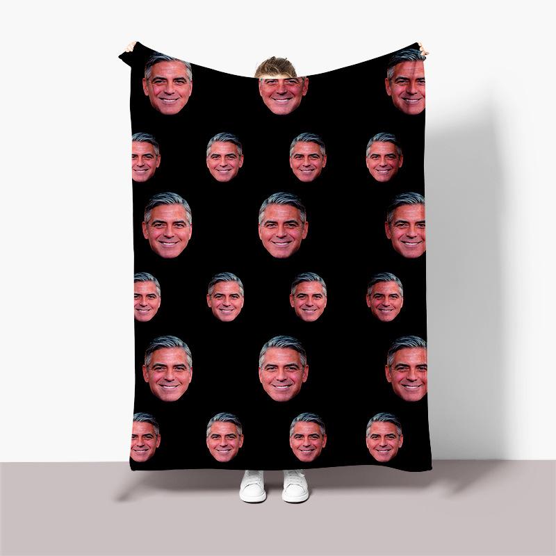Personalisierte Flanelldecke mit schwarzem Hintergrund, Foto von einem Gesicht, Geburtstags-Erinnerungsdecke