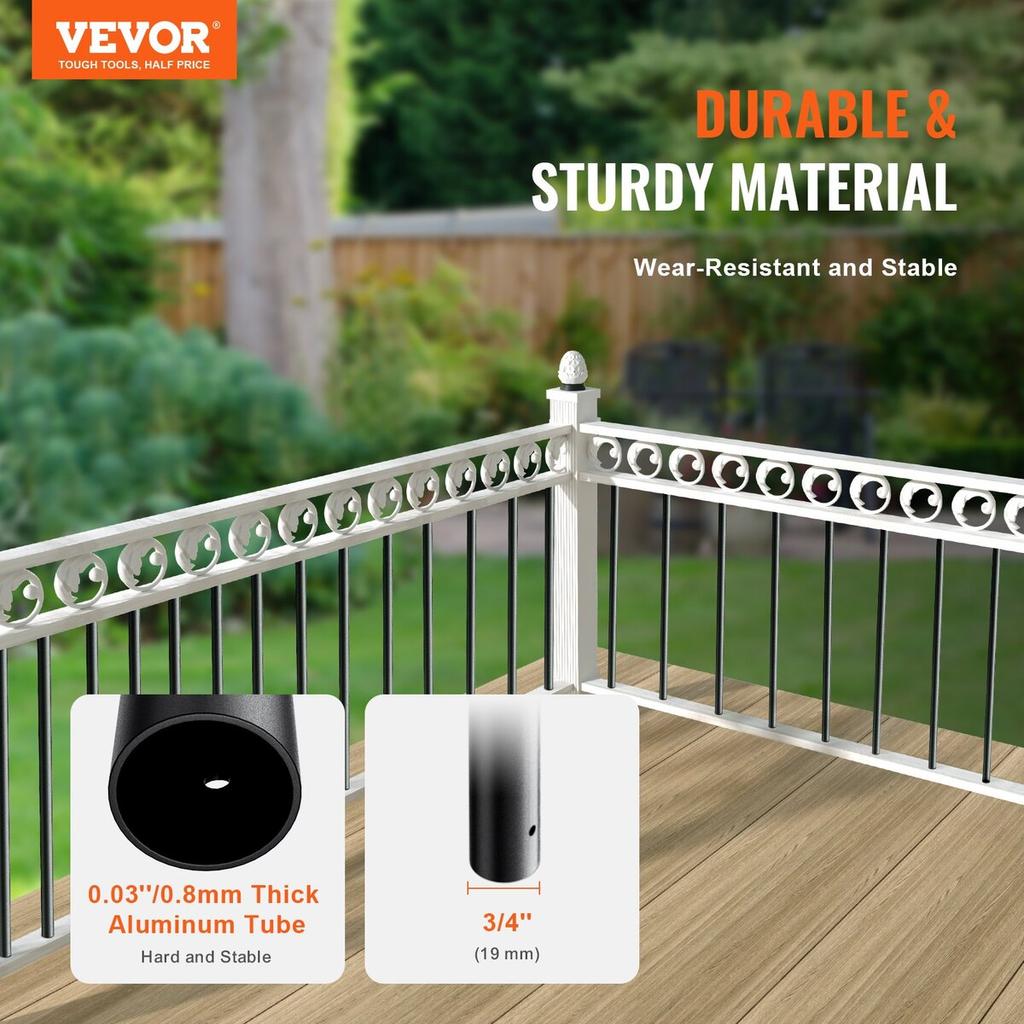 Staircase Metal Balusters, 3/4'' Round x 32'' Long Aluminum Decorative Banister Spindles, 101 Pack Deck Baluster with Screws, Classic Hollow Deck