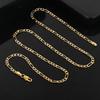 Golden 4mm Figaro Chain Necklace Unisex Fashion Hip-Hop Punk Style Trendy Jewelry 60cm