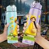 1PC Girl In Yellow Vintage Dress Print 750ml Color Plastic Sports Water Bottle Leakproof Flip Straw Lid Suitable for Sports Office Home Use