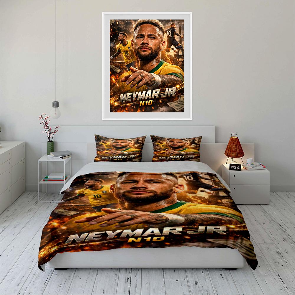 Neymar JR N10 Set Biancheria da Letto Calcio Set Biancheria da Letto (1 copripiumino, 2 federe, piumino non incluso)