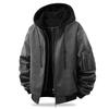 Pánská retro dvoudílná bomber bunda z umělé kůže - Podzim/Zima Trendy volný střih svrchní oděv