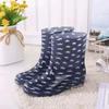 Fashion Print Rain Boots Women Waterproof Work Shoes for Girls Non Slip Anti Skip PVC Water Shoes Rainboots Mid-Calf Botas 2024