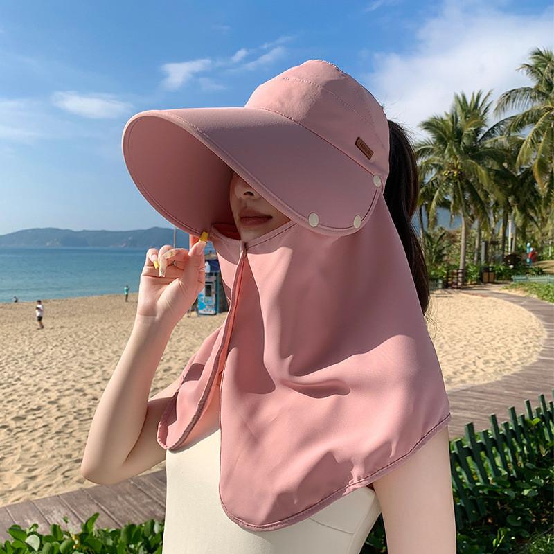 Sun Protection Sun Hat For Women With Removable Shoulder Cover Summer Uv Shield For Outdoor Activities