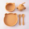 Color Kids 5PCS Silicone Feeding Set Bear Shape Dihes Plates Non-Slip Bowl Training Fork Spoon Sippy Cup High Quality Baby Stuff