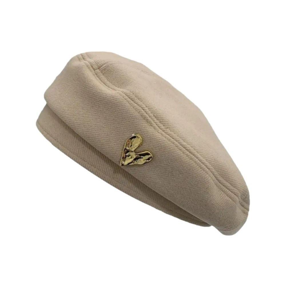 Solid Color Love Beret Thick Octagonal Cap Vintage Painter Hat Girls