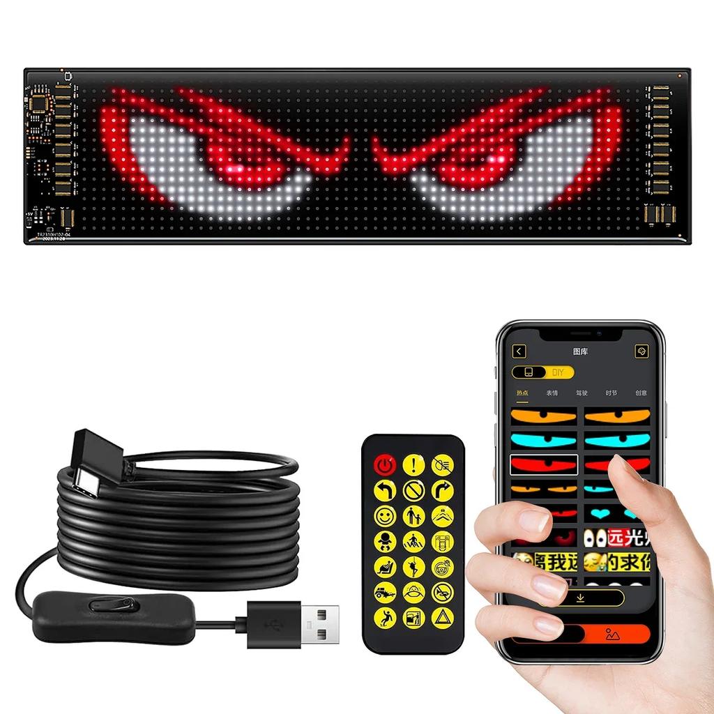 Dekorace auta nákladního vozu Ďábelské oči LED Pixel Digitální Měkký Panel Reklamní Znamení Rolovací Displej USB 5V Ovládání Aplikací DIY Vzor Obrázku