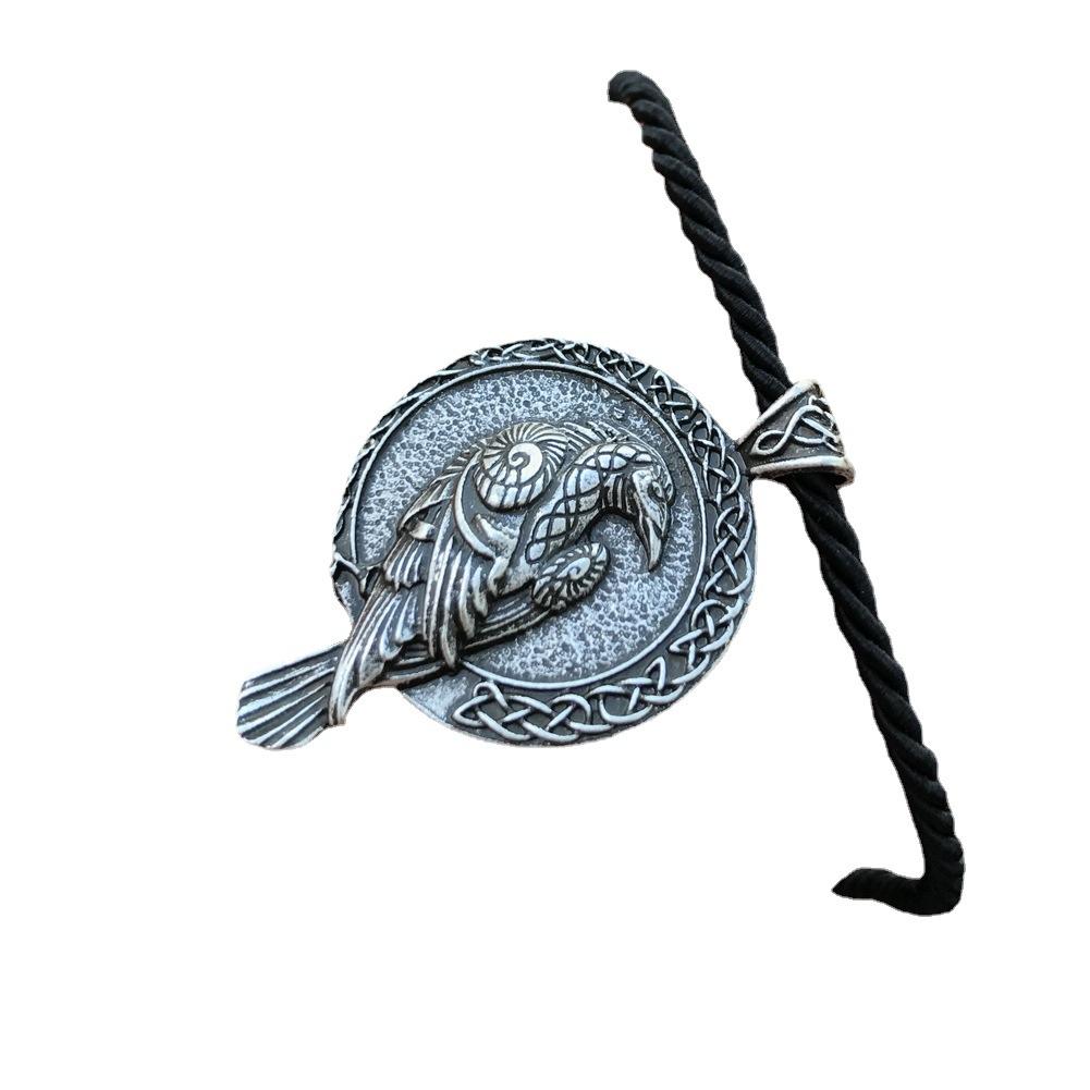 Nordic Charm Necklace Viking Crow Pendant Black Bird Celtic Crow Necklace Men's Popular Ornament