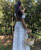 French Style One-Shoulder Lace Top & High-Waisted Patchwork Skirt Set 2024