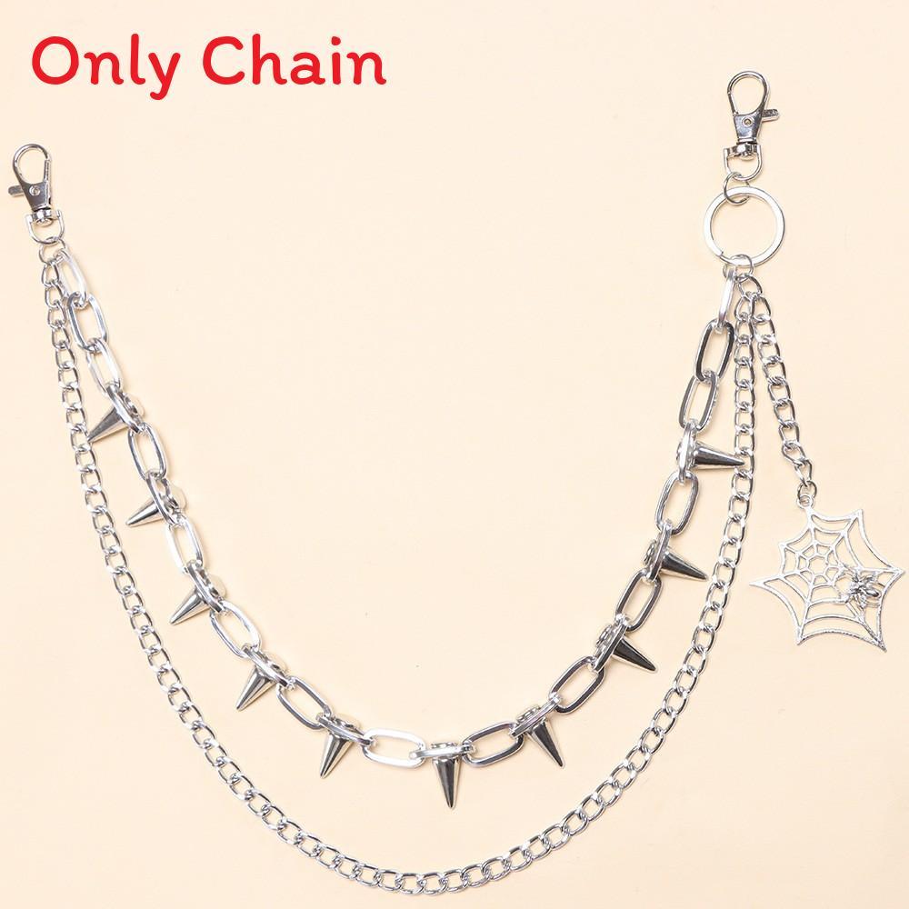 

Metal Punk Belt Chain With Spider Web Pendant For Men And Women Fashion Accessory срібний