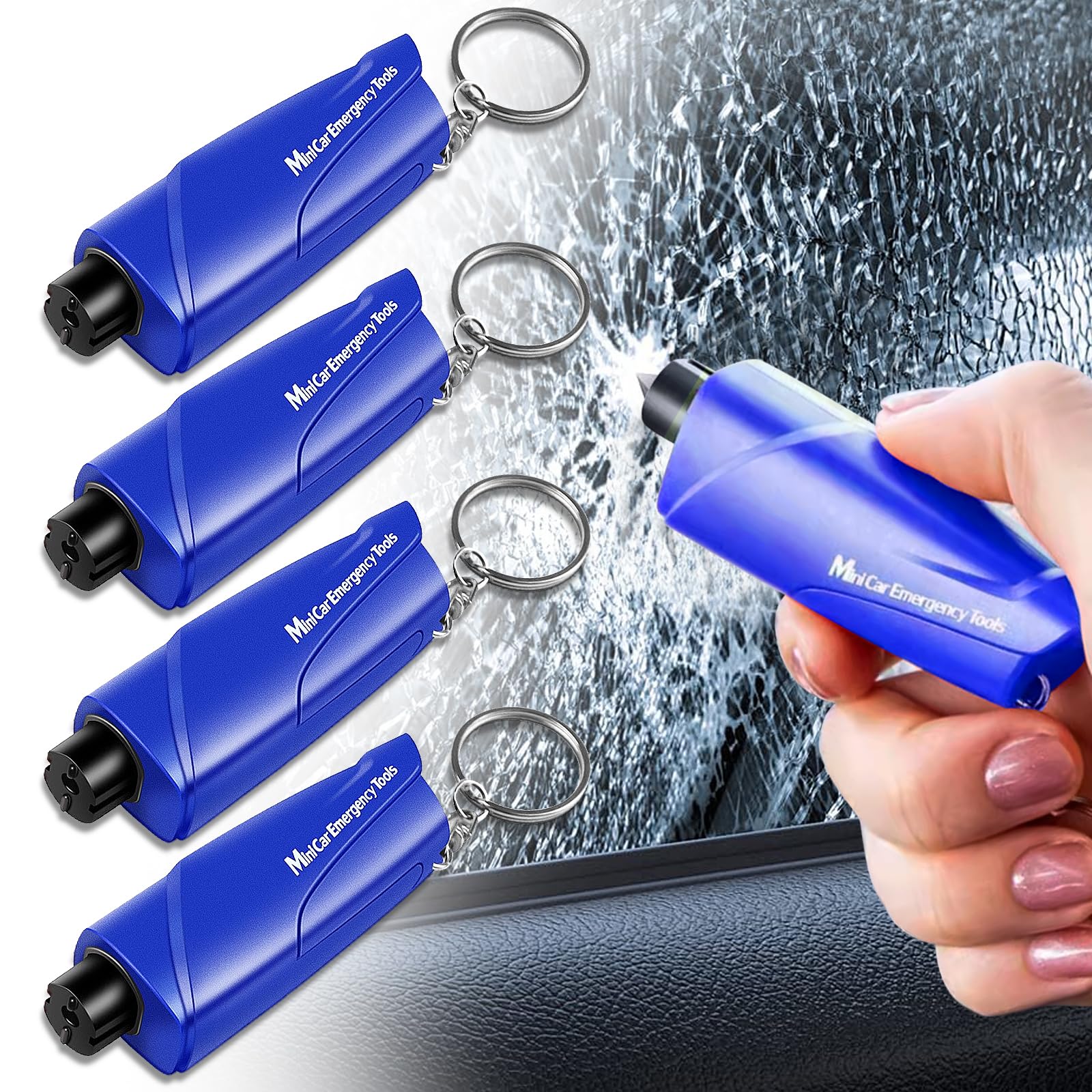 

Veenkeny Multi-functional Window Breaking Hammer, Set of 4, Emergency Escape Hammer, Rescue Hammer, Underwater синий