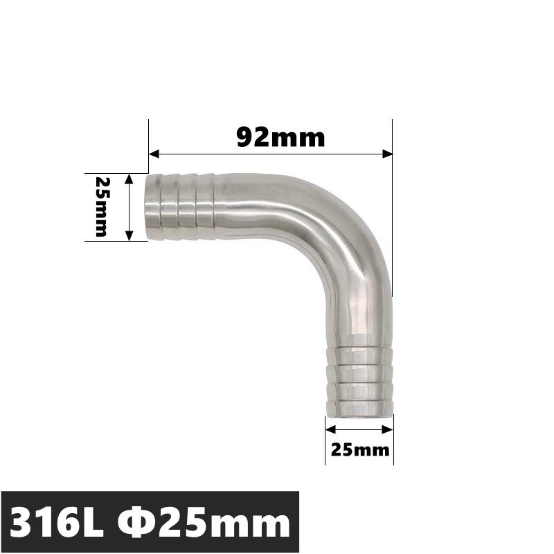 High Qulity 12.7 14 16 19 25 32 38 45 51 57 63 76 89 102mm Hose Barb Tail Elbow 304 316 Stainless Sanitary Pipe Fitting Homebrew