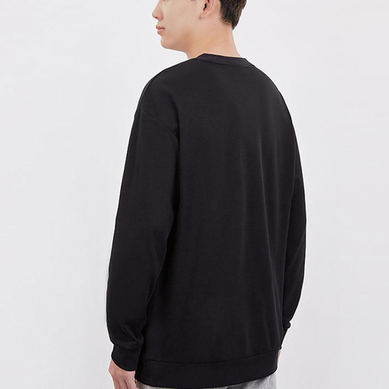 Li-Ning Fitness Series Letter Print Loose Round Neck Pullover Sweatshirt Men Sweatshirt Black AWDU947-1