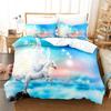 White Unicorn Duvet Cover Twin Size Cute Flying Horse Bedding Set For Teens Child Girls Microfiber Wild Animal Comforter Cover