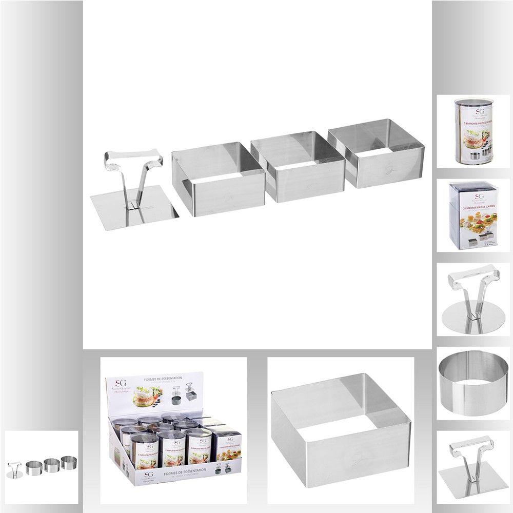 Cercles de présentation - Emporte-pièces - 8 cm - Compatible lave-vaisselle - Poussoir inclus