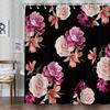 Red Rose Shower Curtain Retro Rose Floral Bathroom Decor Bath Curtain Polyester Fabric Waterproof Bathroom Curtains With Hooks