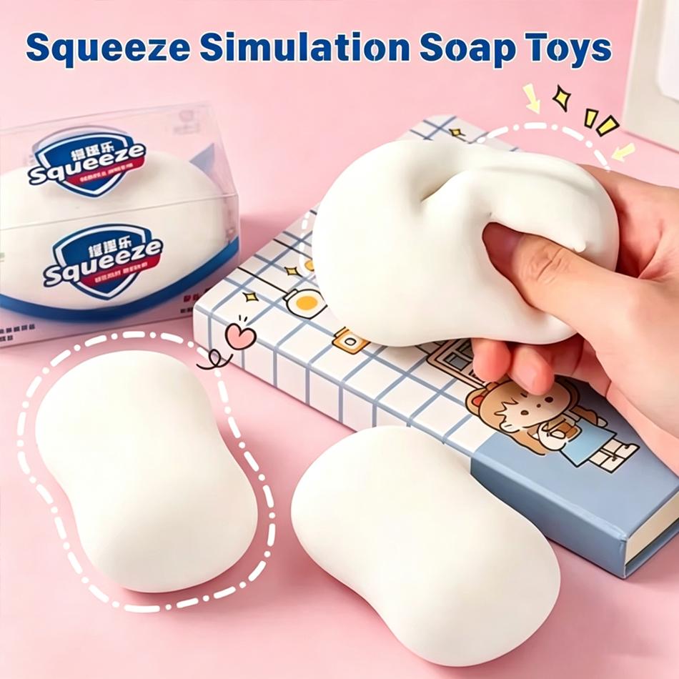 Hot Soft Squishy Toy, Simulated White Soap Slime Fidget Toy, Square Cube Ornament, Soft Slow Rebound Stress Relief Soap Gift