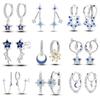 New 925 Sterling Silver Star Moon Earrings for Women Sparkling Zircon Ear Studs Luxury Romantic Fine Jewelry Gift for Girl
