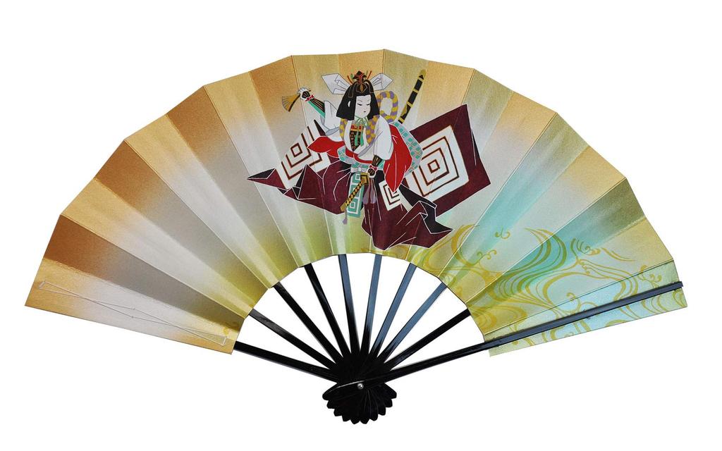 decorative featuring Hina with fan in a <Kyoto Fan> Double-sided fan, dolls/warriors, stand, box.