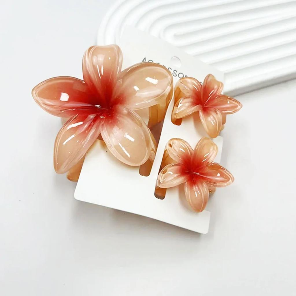 3 Pcs Hawaiian Gradient Flower Hair Claw Clip Women Fashion Large Hair Clip Girls Hairpin Barrettes Bohemia Hair Accessories
