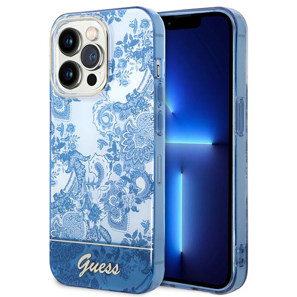 Guess Guhcp14Lhgplhb Iphone 14 Pro 6,1 Niebieski/Blue Hardcase Porcelain Collection