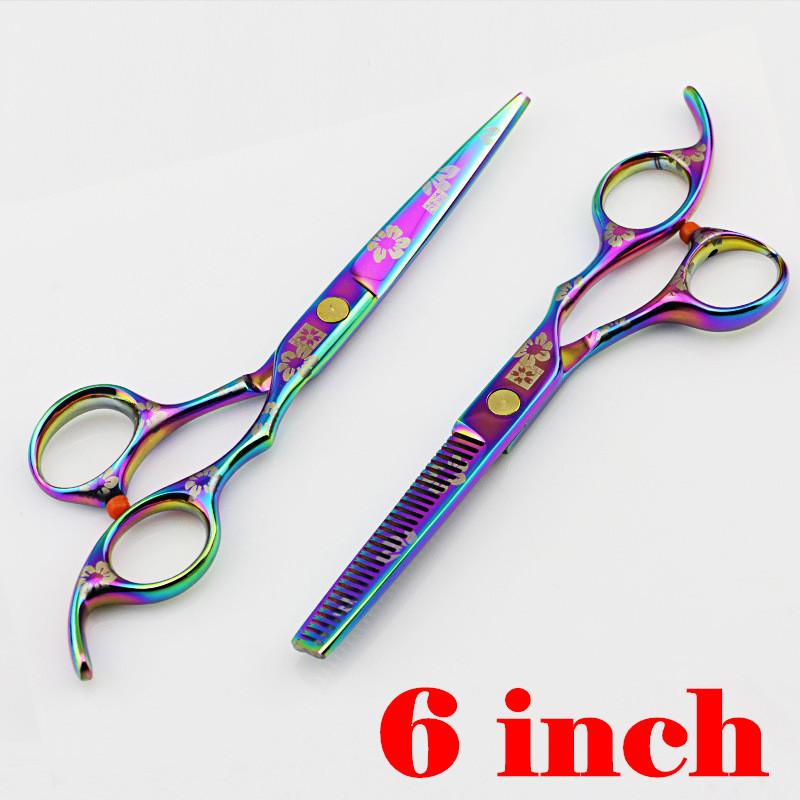 Professional 5.5 6 '' Purple Cherry Hair Scissors Haircut Thinning Barber Makas Cutting Shears Hairdresser Scissors