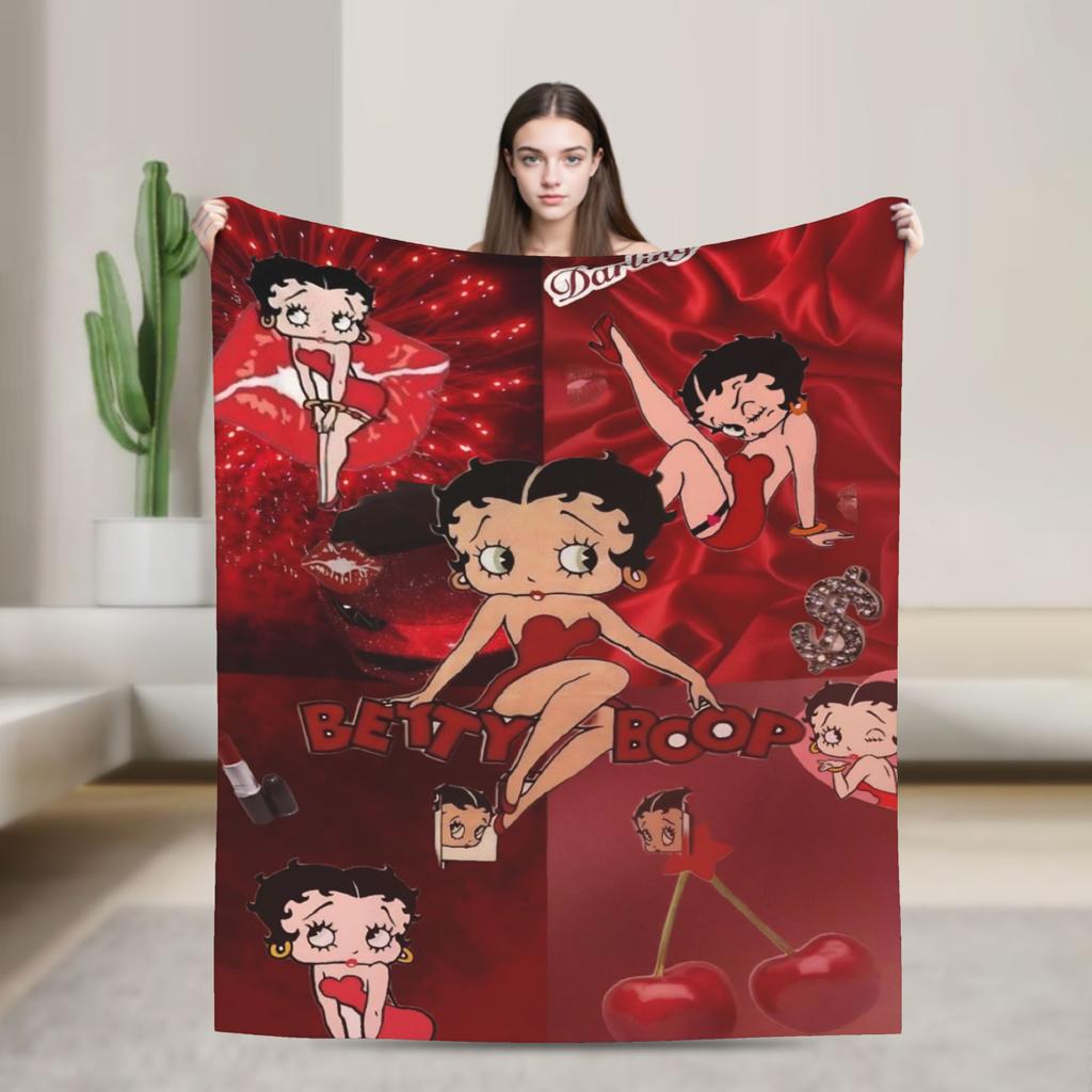 B-Bettys Boops Throw Blanket for Couch  Soft Fuzzy Plush Blanket 50x60 Inch Multi-size Bedspread for All Seasons