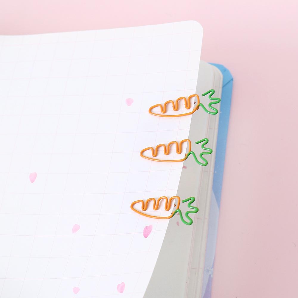 5Pcs Creative Fruit Carrot Shape Cartoon Paper Clip Cute Metal Shape Large Paper Clip