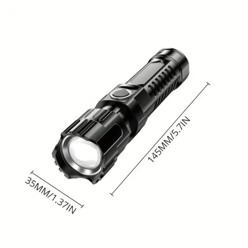 2000LM  USB Rechargeable Flashlight Telescopic Zoom Wide Beam Waterproof Torch Super Bright Emergency Flashlights
