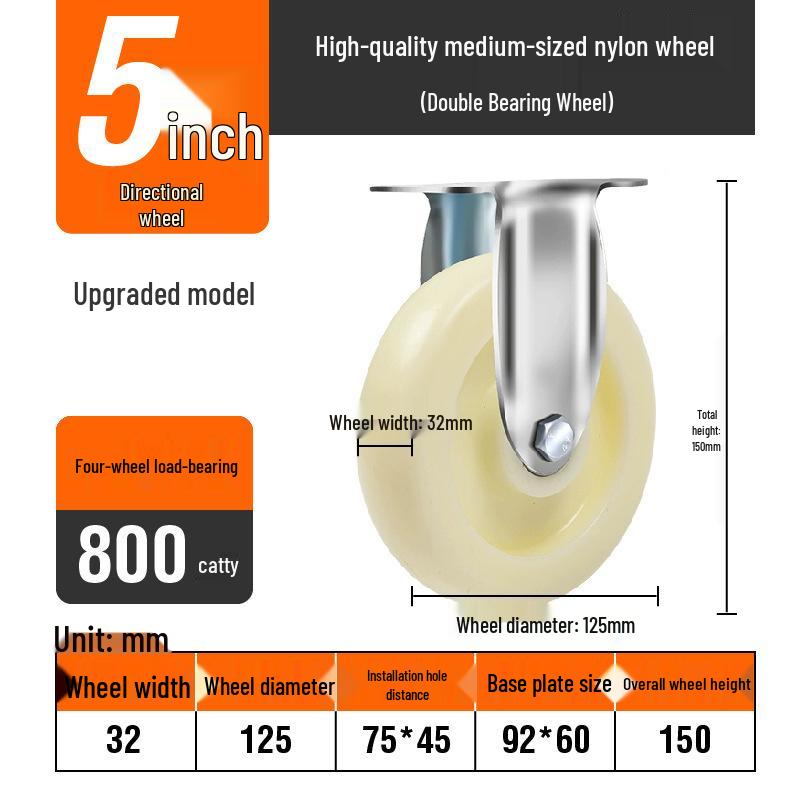 Light to Medium Duty Nylon Swivel Casters with Brake - 3", 4", 5" Sizes Available for Trolleys