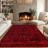 Extra Large Mat Non Slip Backing Machine Washable Vintage Bohemian Red Black Geometric Plush Floor Mat Living Room Bedroom