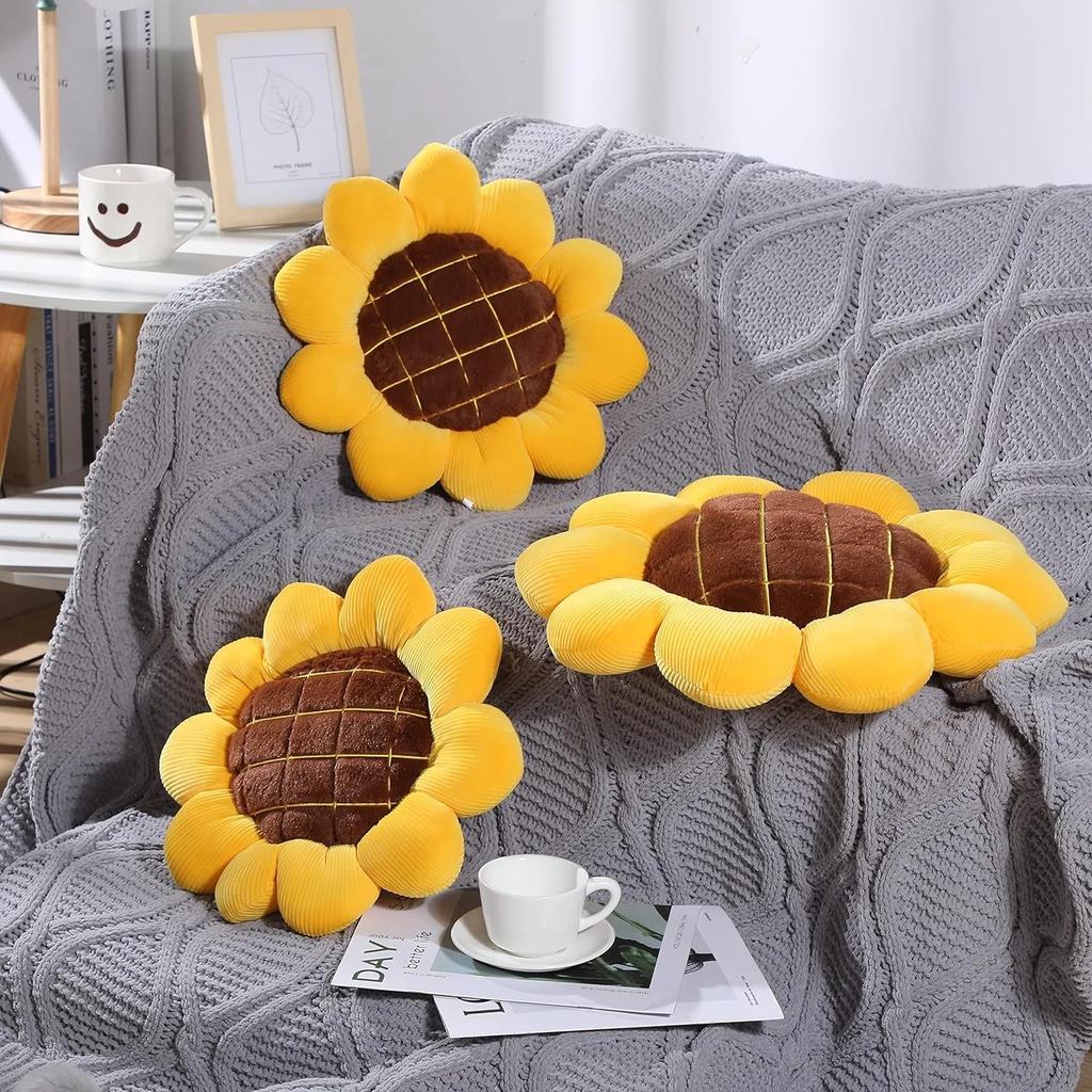 Cuscino Decorativo Girasole, Cuscini a Forma di Fiore Cuscino da Terra Cuscino per Seduta, Cuscino per Seduta, Carina Decorazione per la Stanza e Cuscino Peluche per Letto