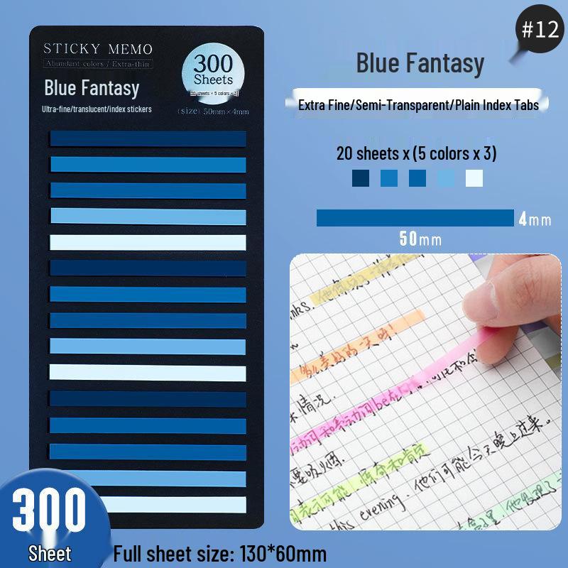 Colorful Extra-Fine Transparent Index Tabs - Fluorescent Multi-Color Sticky Notes for Students