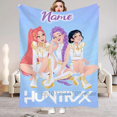 K-Pop Dämonenjäger Huntrix Personalisierbare Decken Wohnzimmer Sofa Weihnachten Geburtstagsgeschenke Für Kinder Weiche Flanell-Kuscheldecke