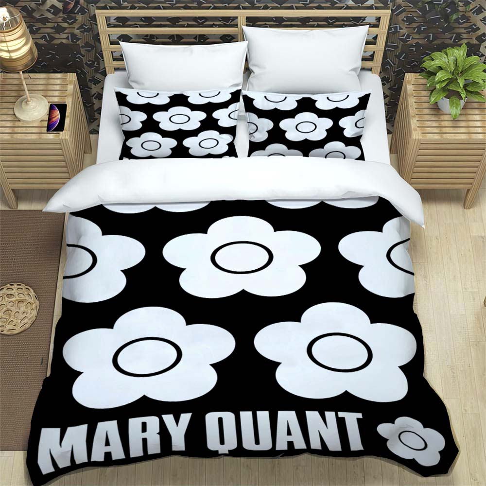 3-Piece M-Mary -Q-Quant- t PrintedDuvet Cover Set – Includes 1 Duvet Cover and 2 Pillowcases; Suitable for Home and Dorm Use