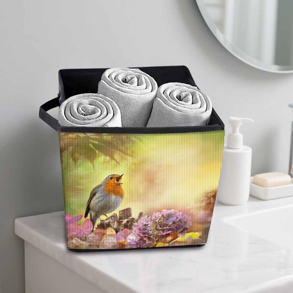 A Chirping Bird 5D Diamond Painting Storage Basket Full Round Drill Mosaic Diamond Embroidery Cross Stitch Kits Home Decor Home Decor