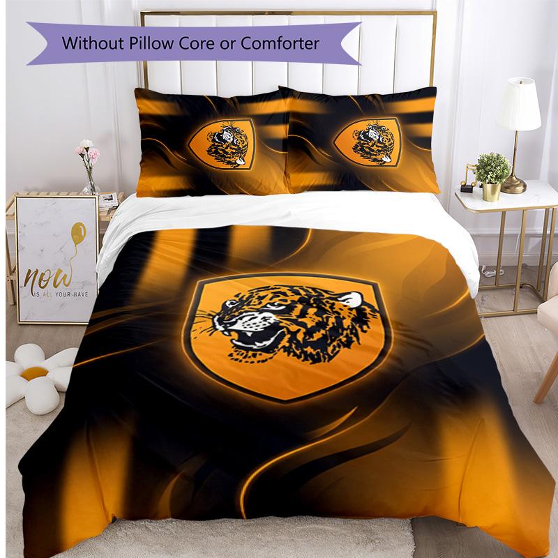 Set Lenzuola Stampato Hull City Football 3 Pezzi, Comodo Set Copripiumino per Camera da Letto Amico della Pelle