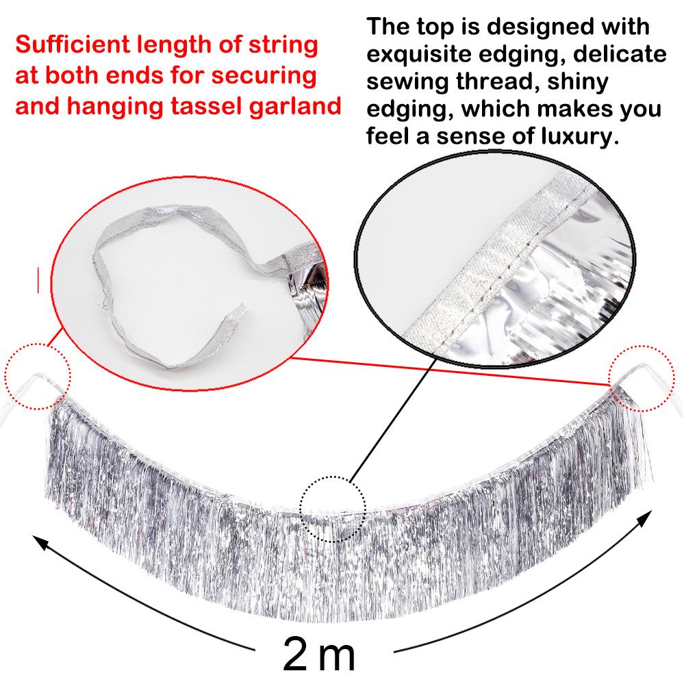 Premium Foil Fringe Tinsel Garland Creative 2M 4 Layers Foil Banner Birthday Party Wedding Decoration Christmas Home Wall Decor