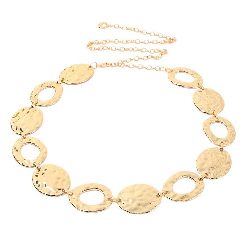 European and American versatile metal pleated ring chain waist chain female simple punk wind ripple ring body chain