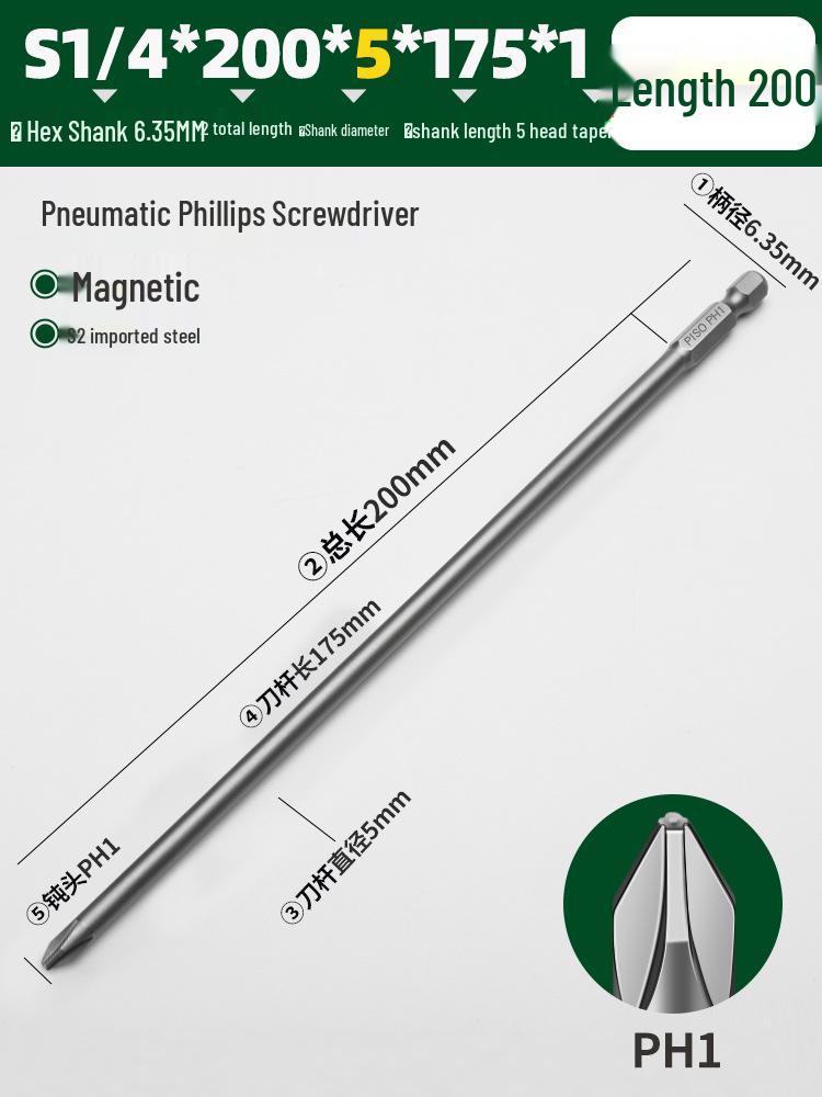 PISO Anti-Slip Cross Extended Rod Strong Magnet Hex PH2 Drill & Screwdriver Bit Set