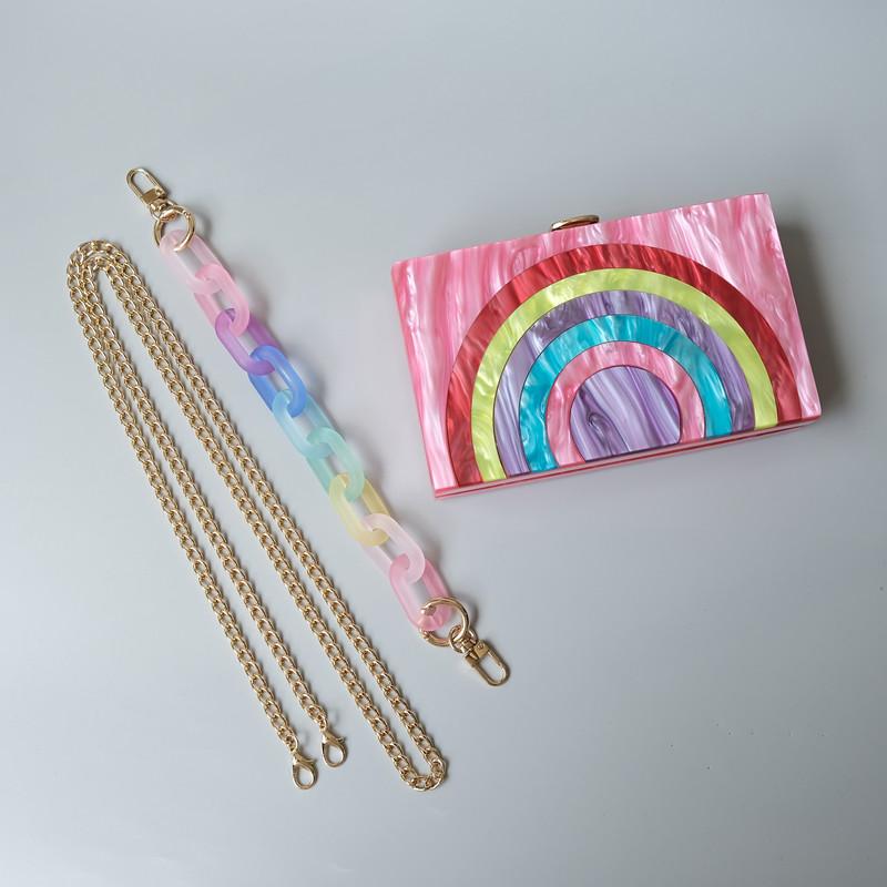 New Trendy Bags Fashion Women Handbags Red Contrast Stripe Acrylic Luxury Party Evening Bag Woman Casual Cute Box Clutch Purse