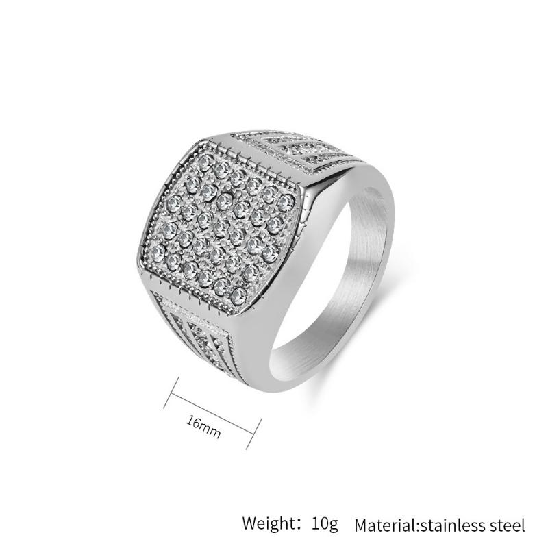 Luxury Hip Hop Full Diamond Titanium Steel Ring for Men Women Personalised Wearable Punk Jewellery Rapper Ring