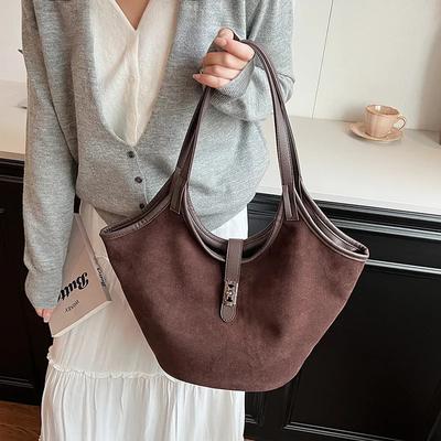 Fashion Small Chamois Shoulder Bag For Women 2024 Winter New Tend Female Simple Underarm Tote Bag Handbags And Purses