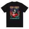 Gun and Rose Pattern Printed Tshirt Retro Rock Band Streetwear Summer Printed Pure Cotton Harajuku Retro Shortsleeved